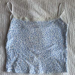 SHEIN Leopard Trim Lace Cami Top